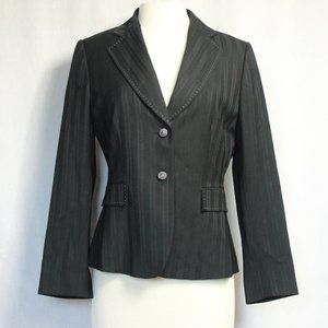 Tahari Jacket Black Dobby Stripe Jacket 10P